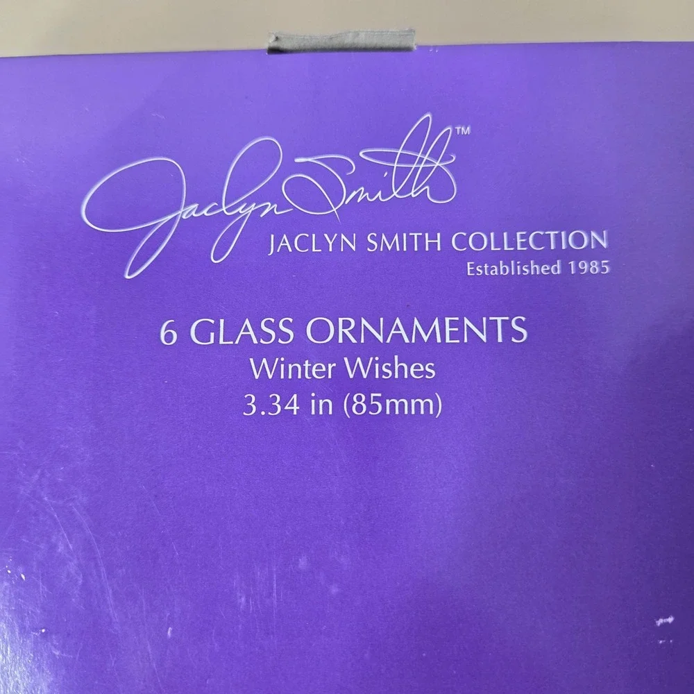 Jaclyn Smith Winter Wishes Glass Ornaments Set of 4‎ Iridescent White